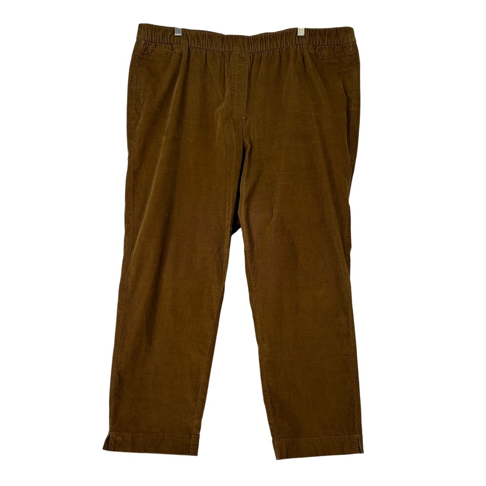 J. Jill Womens Sz 22 Brown Elastic Waist Corduroy Pants Comfort Casual Stretch